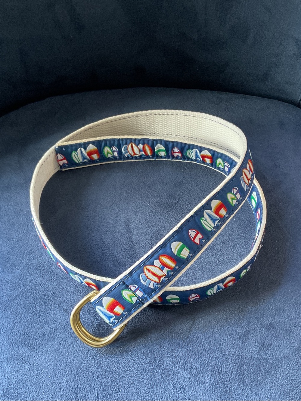 Leather Man Navy Sailboat Web Belt
